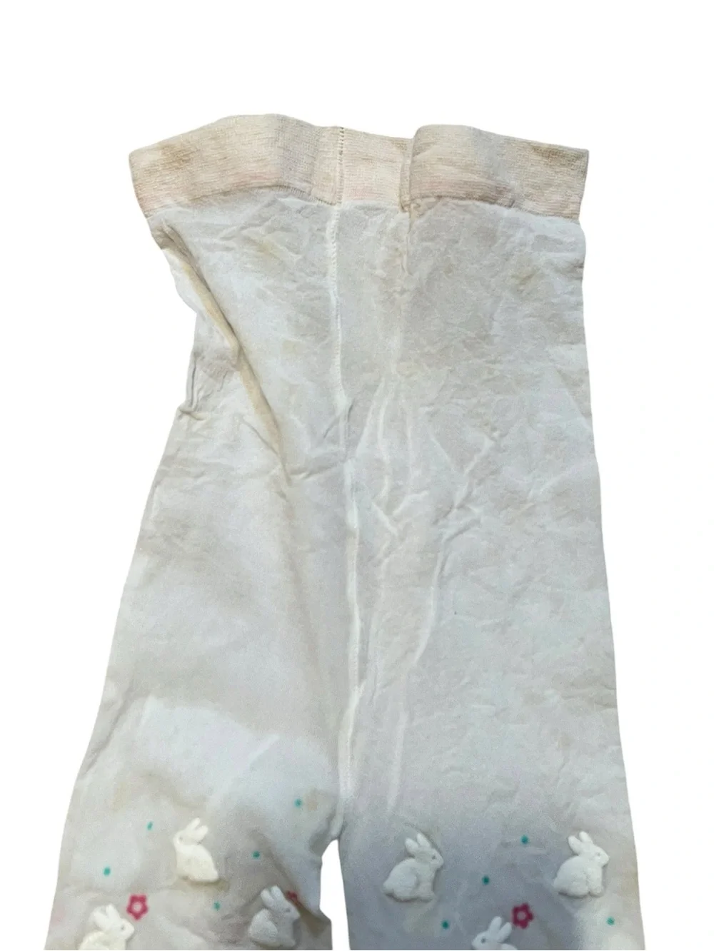 Vintage Girls Size‎ Medium/ Large Springtime Bunny Tights White Pink Floral